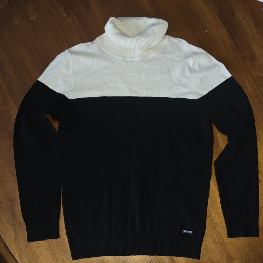 Calvin Klein Black and White Turtleneck Sweater